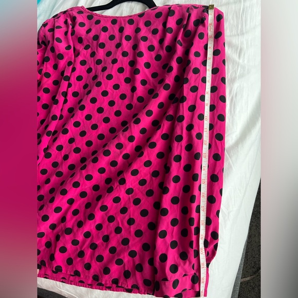 Vintage pink‎ and black polka dot long sleeve blouse - Picture 5 of 5